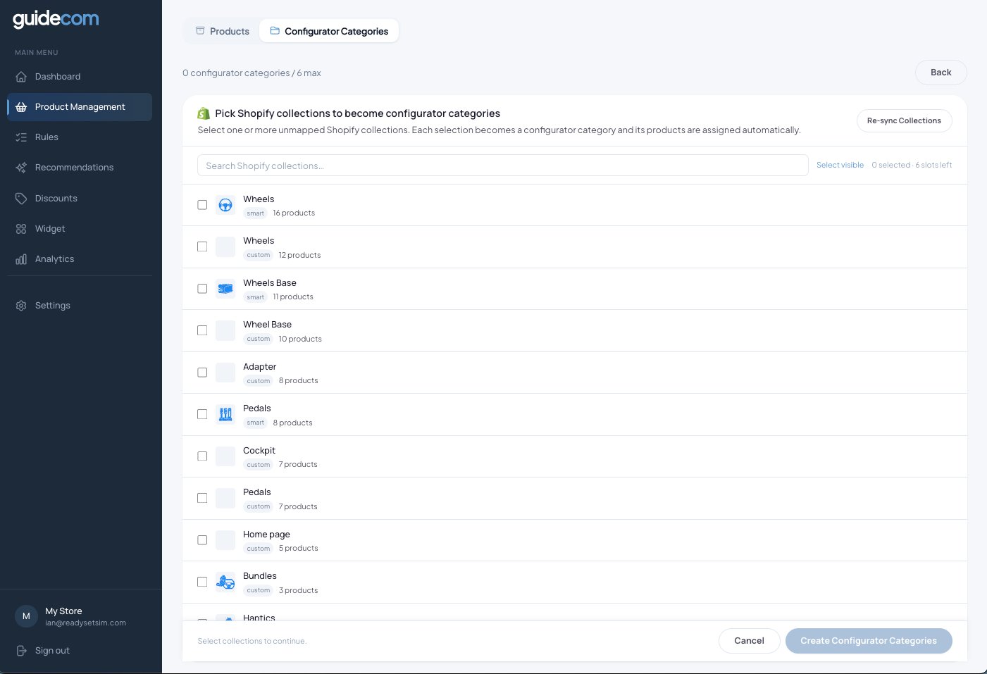 Shopify collection picker