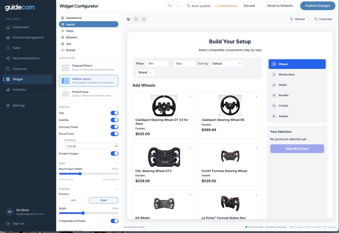 Sidebar layout example
