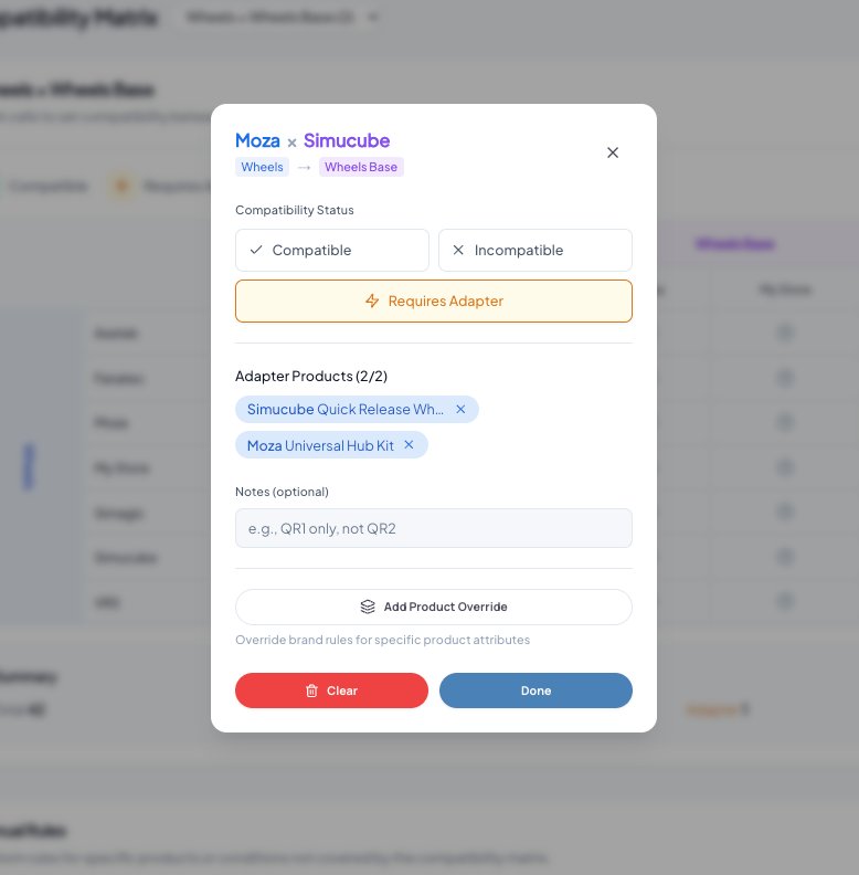 Adapter search in compatibility modal