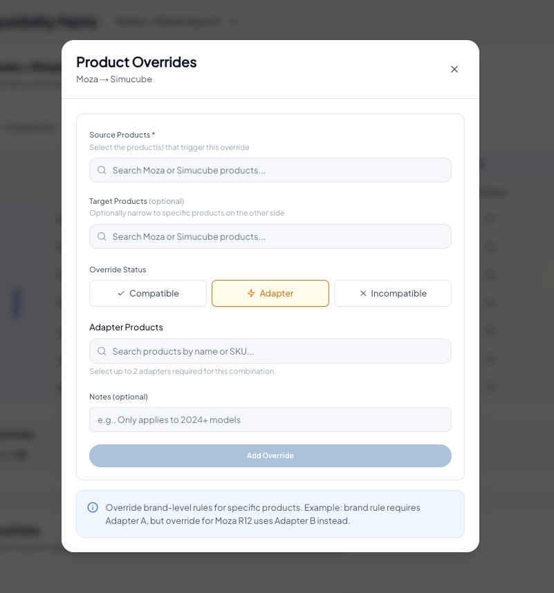 Product override modal